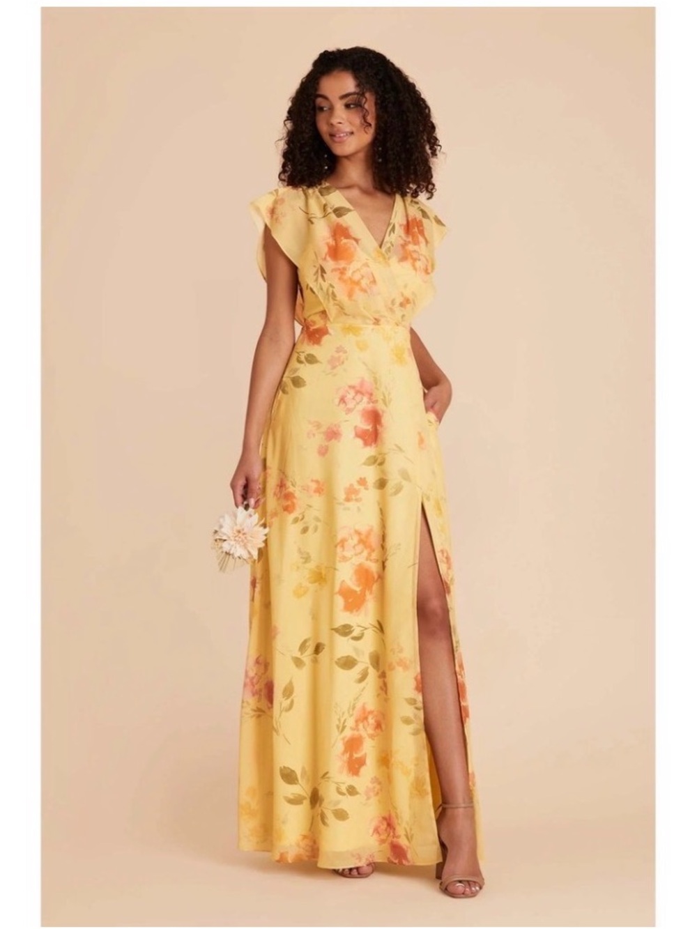 Birdy Grey Violet Chiffon Maxi Dress L Rococo Floral Bridesmaid Wedding Formal